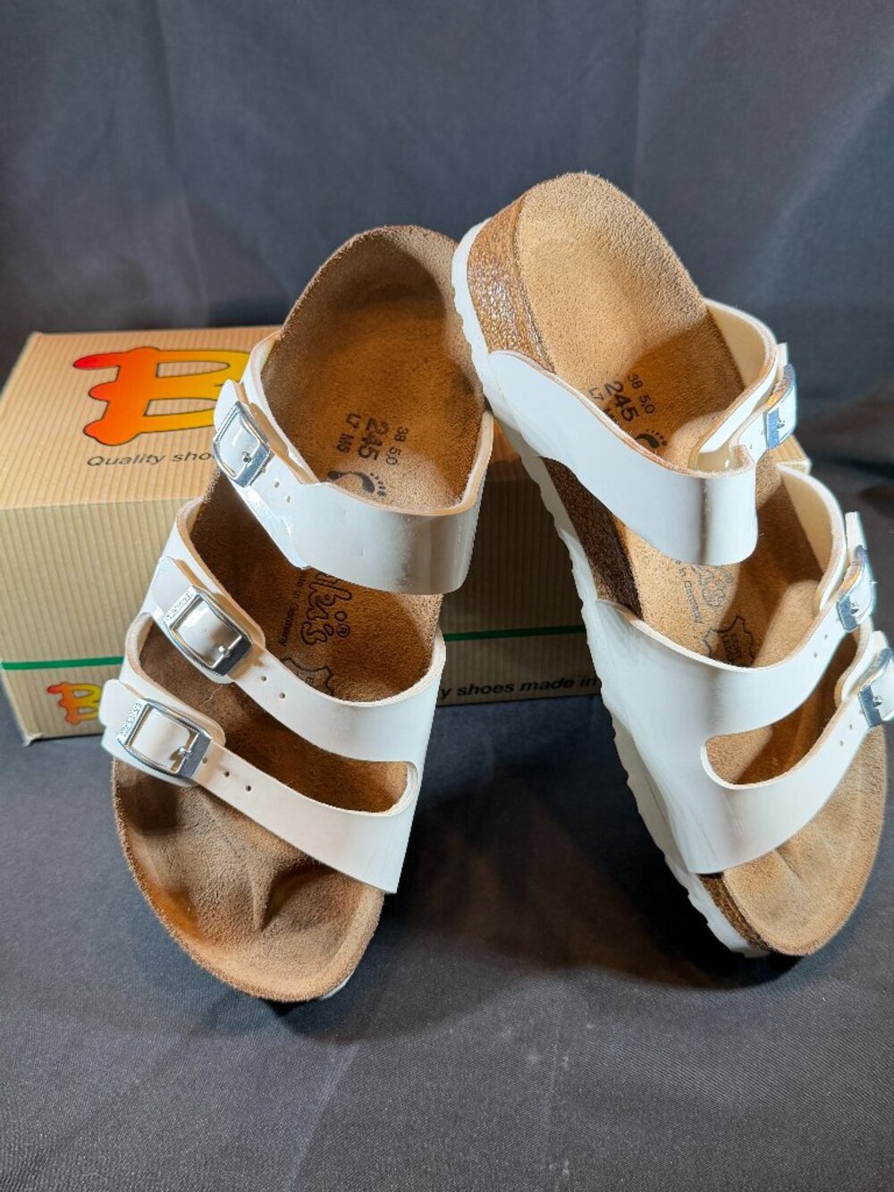 Birkenstock Havanna White Patton look Size 38 7.5 Made in Germany Vintage 2002